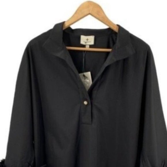 Tuckernuck | NEW Black Feather Willow Collared Women's Poplin Blouse Top Size L - Picture 6 of 13